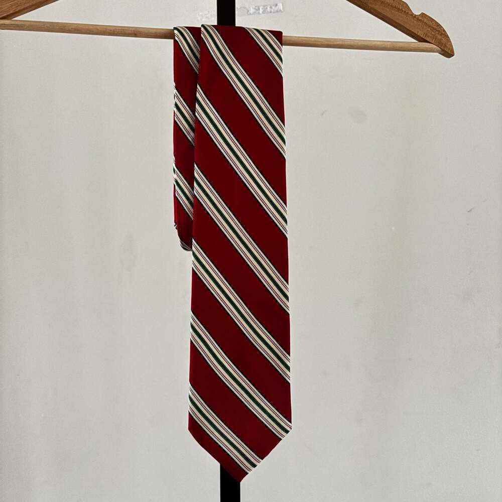 Brent Morgan Red Striped 100% Silk Handmade Necktie